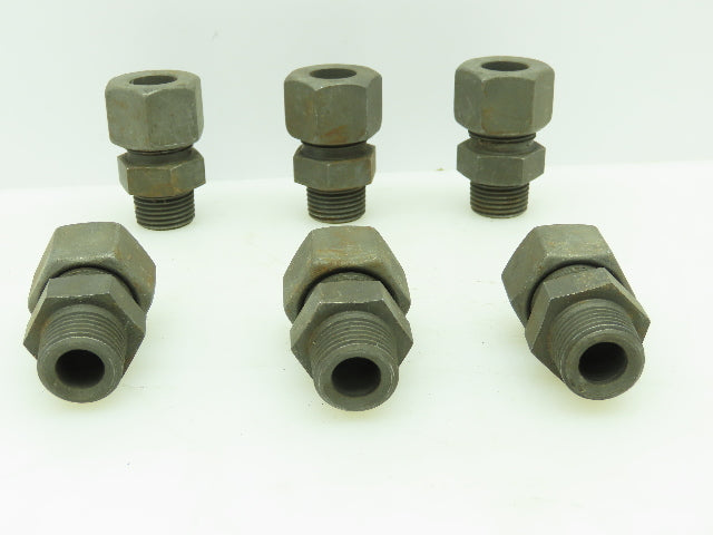 VOSS Steel Flareless Metric Straight Male Connector 16mm Tube  1/2 BSPT Lot of 6