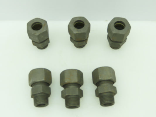 VOSS Steel Flareless Metric Straight Male Connector 16mm Tube  1/2 BSPT Lot of 6