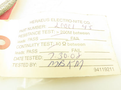 Heraeus Loacl 4'S High Heat Temperature Probe Sensor Cable 4'