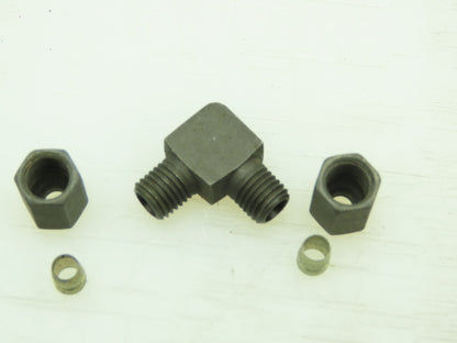 VOSS Steel Flareless Metric 90° Union Compression Elbow 4mm Tube  LOT OF 10