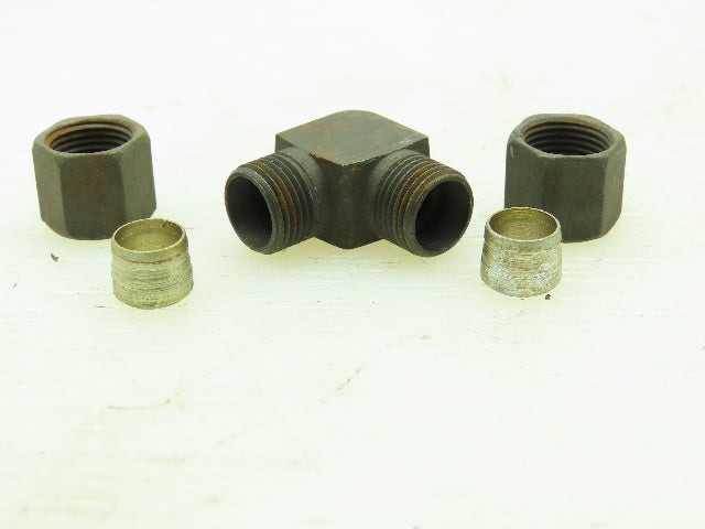 VOSS LL8 Steel Flareless Metric 90° Union Compression Elbow 8mm Tube  LOT OF 10