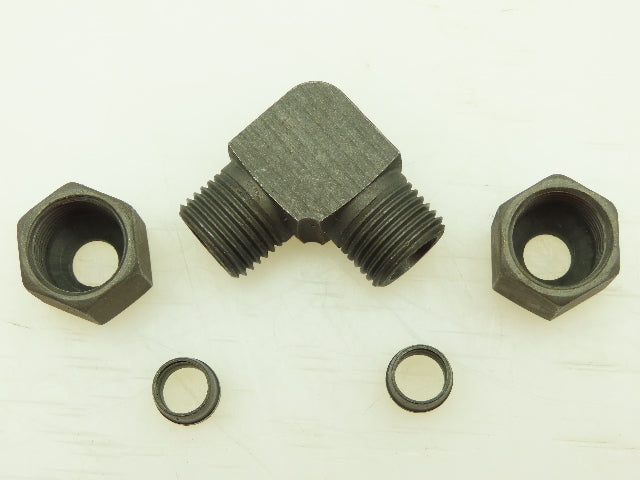 VOSS S8 Steel Flareless Metric 90° Union Compression Elbow 8mm Tube  LOT of 10