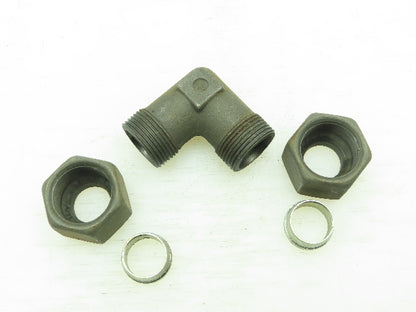 VOSS S16 Steel Flareless Metric 90° Union Compression Elbow 16mm Tube  LOT of 3