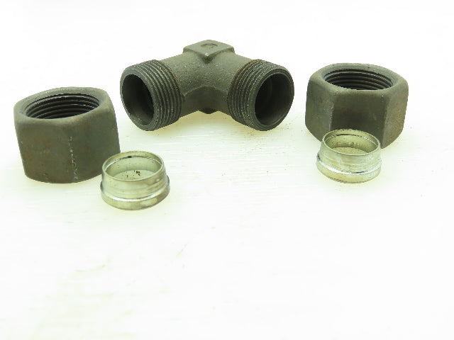VOSS S16 Steel Flareless Metric 90° Union Compression Elbow 16mm Tube  LOT of 3