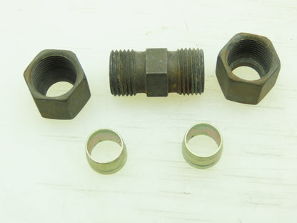 VOSS Steel Flareless Metric Straight Union Compression Fitting 8mm Tube LOT OF 6