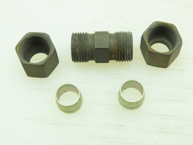 VOSS Steel Flareless Metric Straight Union Compression Fitting 8mm Tube LOT OF 6