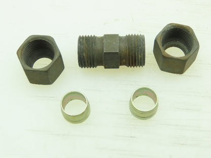 VOSS Steel Flareless Metric Straight Union Compression Fitting 8mm Tube LOT OF 6