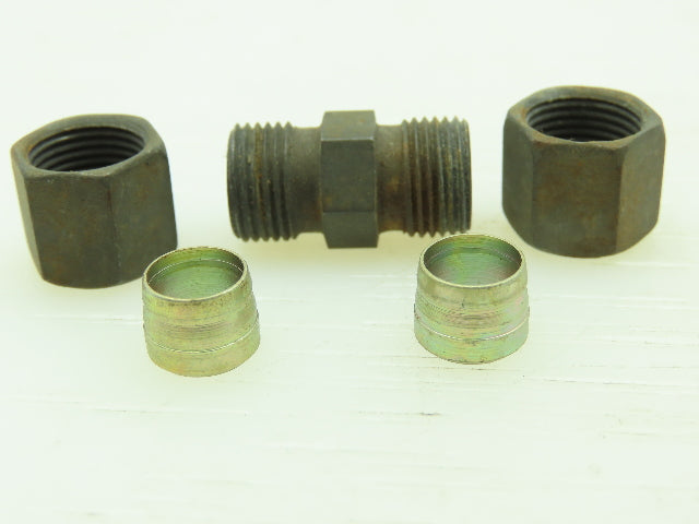 VOSS Steel Flareless Metric Straight Union Compression Fitting 8mm Tube LOT OF 6