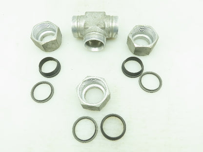 Crawford Swagelok Steel Compression Fitting Union Tee 1-1/2" Tube Double Ferrule