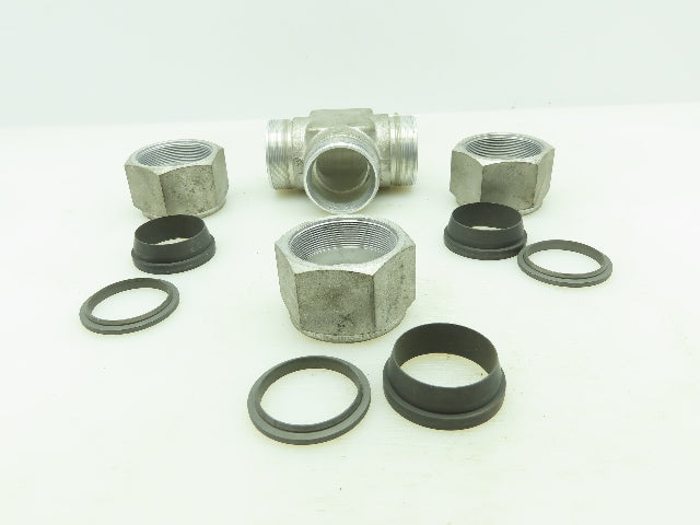 Crawford Swagelok Steel Compression Fitting Union Tee 1-1/2" Tube Double Ferrule