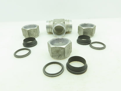 Crawford Swagelok Steel Compression Fitting Union Tee 1-1/2" Tube Double Ferrule