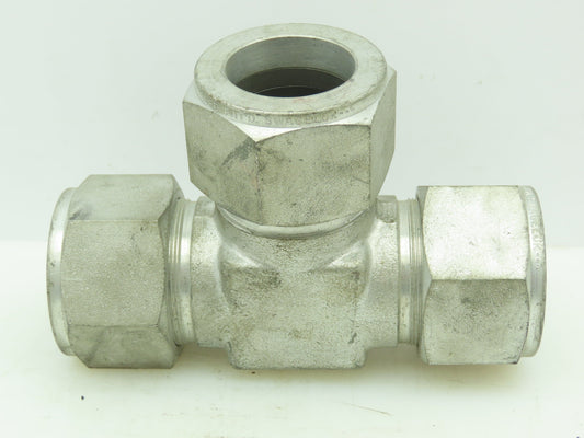 Crawford Swagelok Steel Compression Fitting Union Tee 1-1/2" Tube Double Ferrule