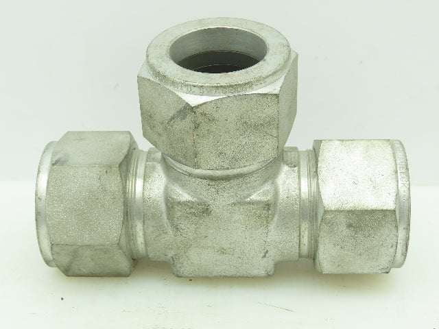Crawford Swagelok Steel Compression Fitting Union Tee 1-1/2" Tube Double Ferrule