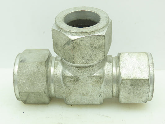 Crawford Swagelok Steel Compression Fitting Union Tee 1-1/2" Tube Double Ferrule