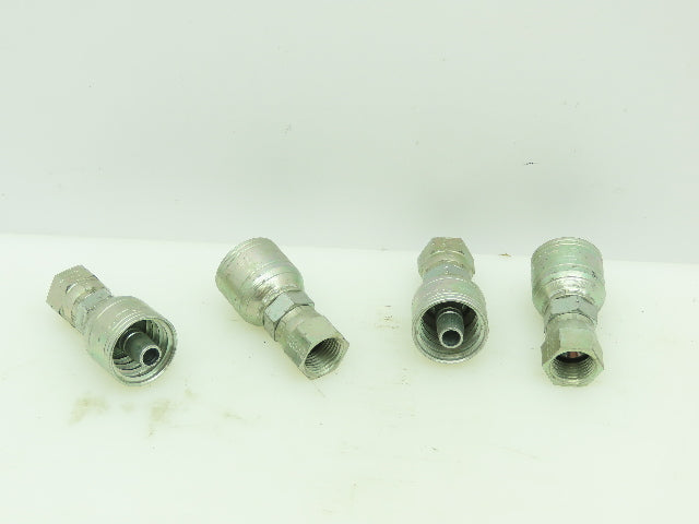 Female 37° Swivel Hydraulic Crimp SAE-6  3/8" JIC x 3/8" Hose ID  Lot of 4