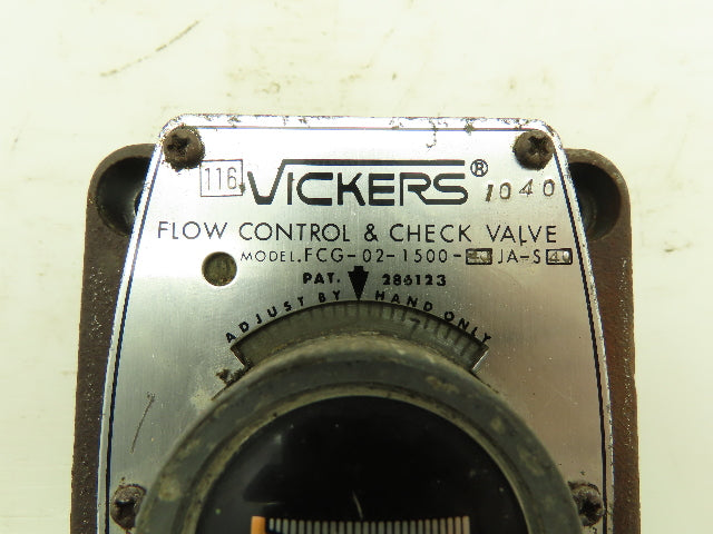 Vickers FCG-02-1500-40JA-S40 Adj. Hydraulic Flow Control/Check Valve FCG-02-1500