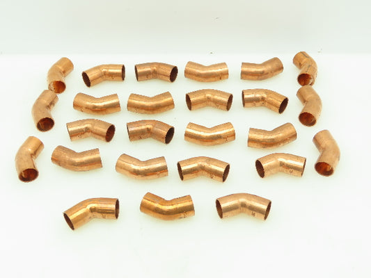 JKW 606 Wrot Copper 45° Elbow Tube Fitting 1/2" CxC  Lot of 25