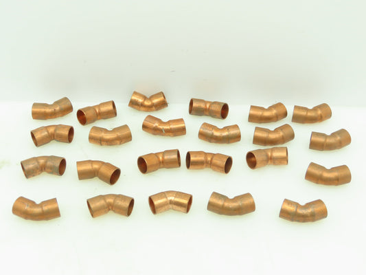 Mueller 606 Wrot Copper 45° Elbow Tube Fitting 1/2" CxC  Lot of 23