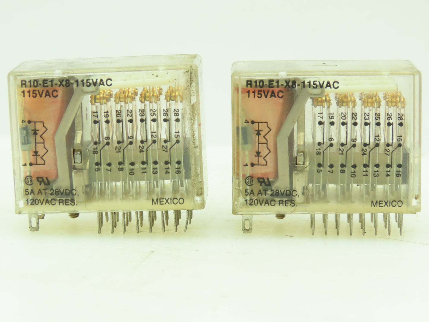 Potter & Brumfield R10-E1-X8-115VAC Relay 8PDT 5A 115 VAC LOT of 2