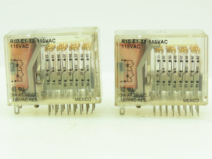 Potter & Brumfield R10-E1-X8-115VAC Relay 8PDT 5A 115 VAC LOT of 2