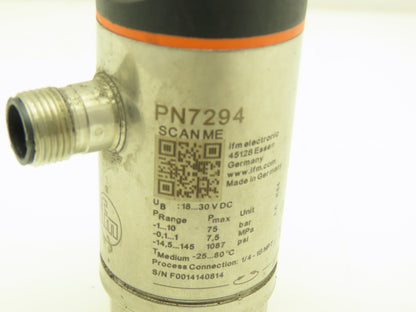 IFM IFM 7294 Pneumatic Pressure Sensor Switch w/Display 145PSI 30VDC 1/4"NPT