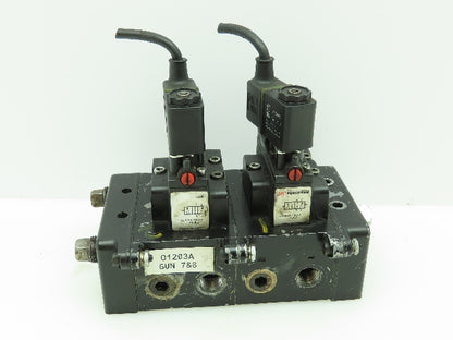 A239SS-120-A IR ARO Pneumatic Solenoid Air Control 2 Valve Manifold Block 3/8"