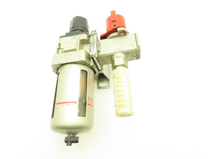 SMC AW40-N04E-Z Pneumatic Filter Reg. w/Man. 3-Port Lockout Valve 150PSI 1/2"NPT