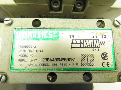 Numatic I23BA400MP00061 Pneumatic Solenoid Valve Assy 24V w/I23RS100JP00000 Reg.