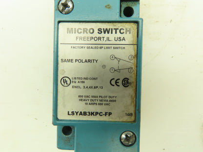 Micro LSYAB3KPC-FP Limit Switch Factory Sealed 6P 10A 600VAC Max Pilot Duty