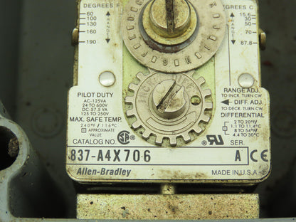 Allen-Bradley 837-A4JX706 Temperature Control Temp Controller 60-190° F  Ser A