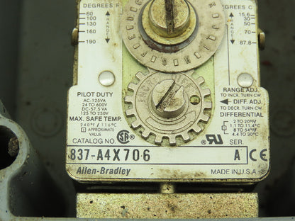 Allen-Bradley 837-A4JX706 Temperature Control Temp Controller 60-190° F  Ser A
