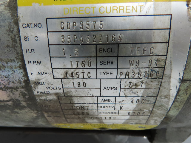 Ohio CDP3575 Gear Reducer 20:1 Ratio 1-1/8"Right Hand Shaft & 180DC Baldor Motor