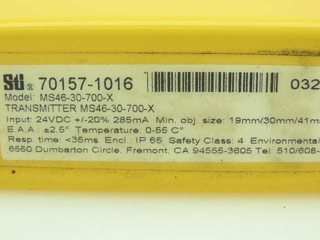 STI 70157-1016 MS46-30-700-X Light Curtain Transmitter 24VDC Input