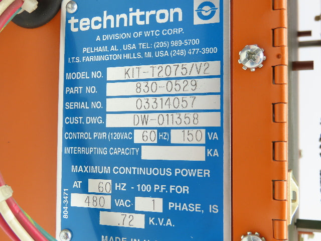 Technitron 830-0529 /WTC KIT-T2075/V2 Weltronic Spot Welder Control Board 480VAC