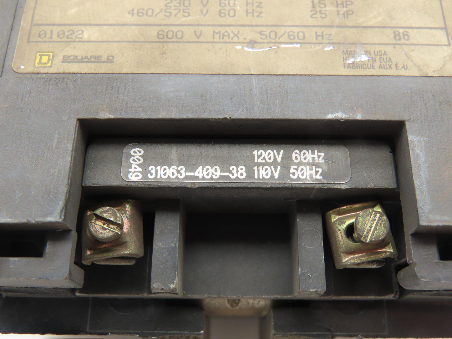 Square D 8736SDO2V02H20S Ser A Motor Starter 600V 110/120V Coil NEMA Sz 2 3-Pole