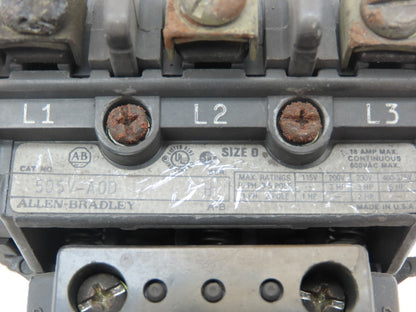 Allen Bradley 505V-AOD Ser B Motor Starter 600V 3-Pole 115/120V Coil Size 0