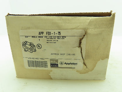 Appleton FSX-1-75 3/4 inch Mall Iron Device Box FS-FD CS DEV Box Shallow FXS