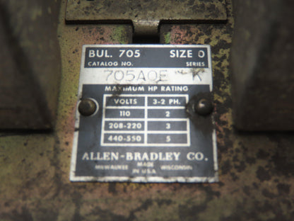Allen Bradley 705AOE Ser K Reversing Motor Starter 3-Pole 550V 120V Coil  Size 0