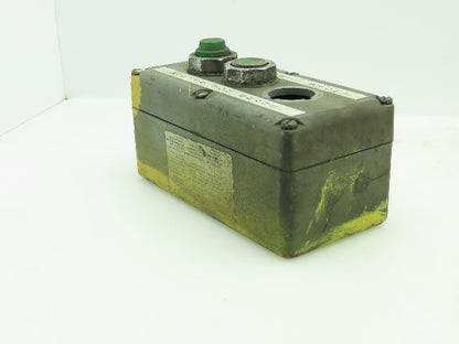 Allen Bradley 800T-3TZ Push Button Enclosure 3 Hole Green & Indicator Light