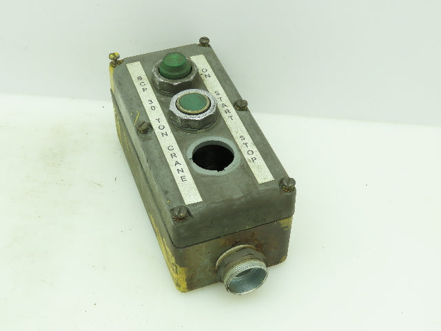 Allen Bradley 800T-3TZ Push Button Enclosure 3 Hole Green & Indicator Light