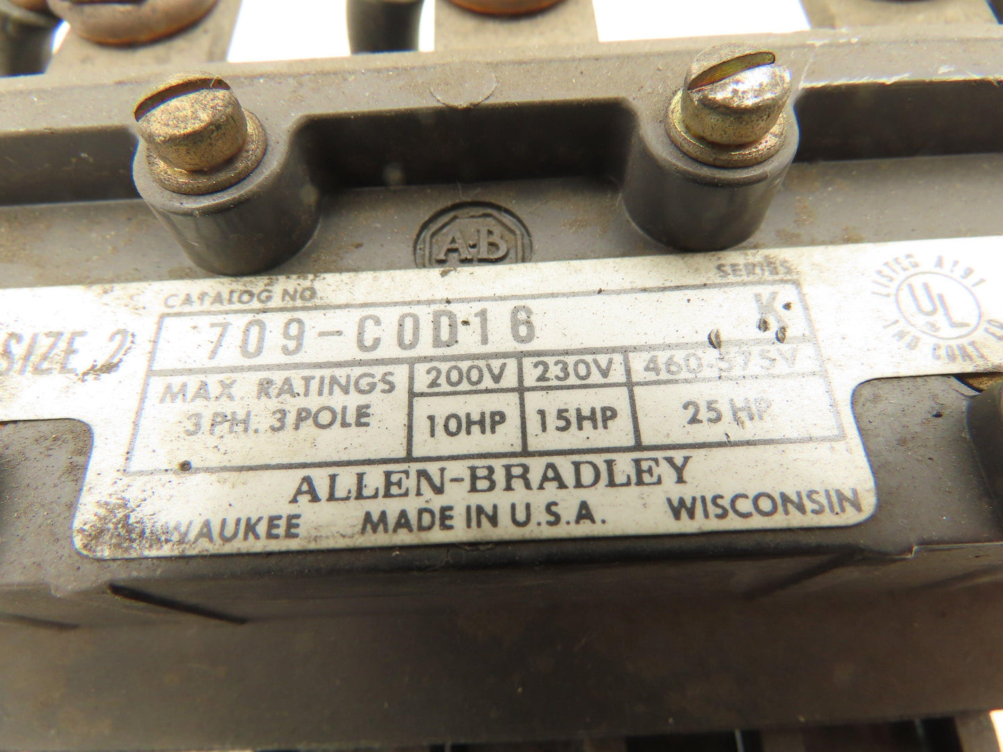 Allen Bradley 709-COD-16 Ser K Reversing Motor Starter 600V 3-P 120V Coil Size-2