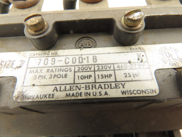 Allen Bradley 709-COD-16 Ser K Reversing Motor Starter 600V 3-P 120V Coil Size-2
