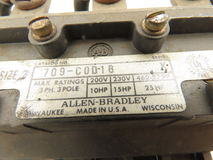 Allen Bradley 709-COD-16 Ser K Reversing Motor Starter 600V 3-P 120V Coil Size-2