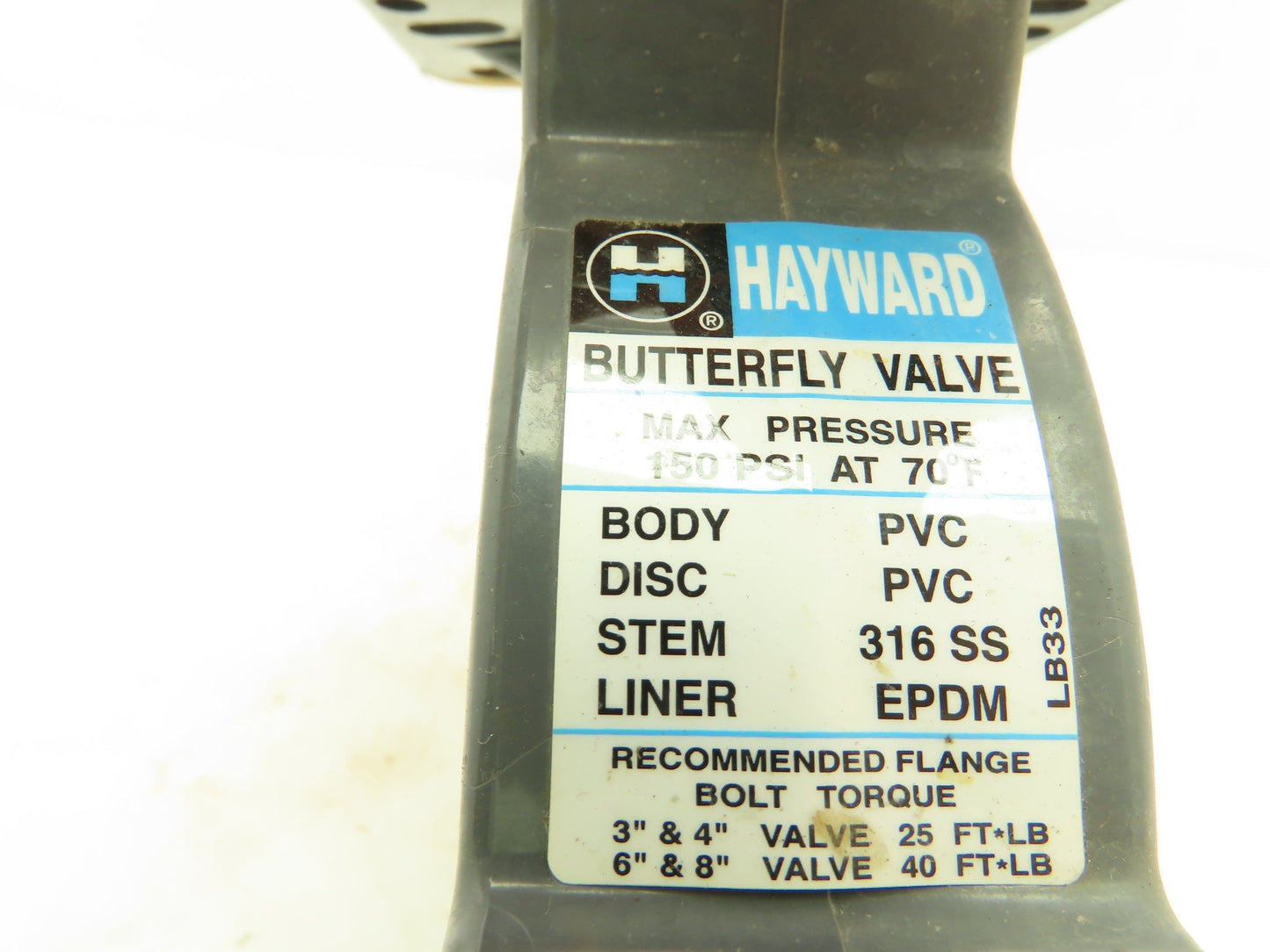 Hayward 3" PVC Butterfly Valve 150 PSI EPDM 4-Bolt 12" Lever  BY Series