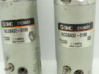 SMC NCGBA32-0100 Numatic Double Acting Cylinder 1-1/4"Bore 1"Stroke  LOT OF 2
