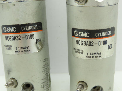 SMC NCGBA32-0100 Numatic Double Acting Cylinder 1-1/4"Bore 1"Stroke  LOT OF 2