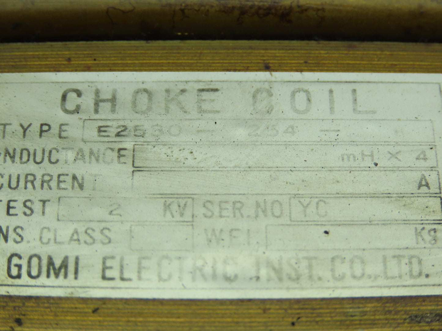 Okuma E-2530-254-008 Gomi Choke Coil Transformer 18A 2 KV 3mh X 4