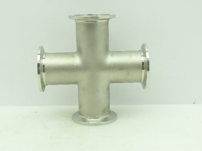 Agilent KC01500256 Cross 4-way 1.5" NW40 Klamp Flange Fitting 304L Stainless