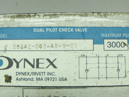 Dynex S8642-D03-AB-V-21 Hydraulic Dual Check Sandwich Valve 12GPM  3000 PSI D03