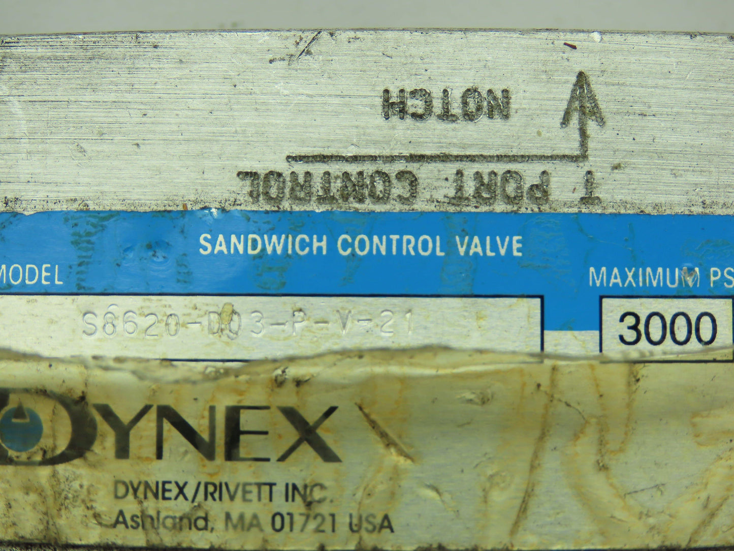 Dynex S8620-D03-P-V-21 Hydraulic Flow Control Sandwich Valve 3000 PSI  D03